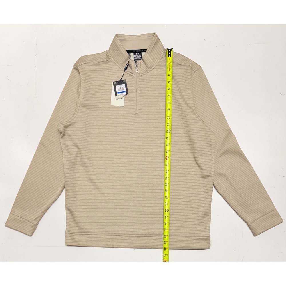 Under Armour Storm Golf 1/4 Zip Pullover Tan Khaki Ribbed Mens XL HT-908840